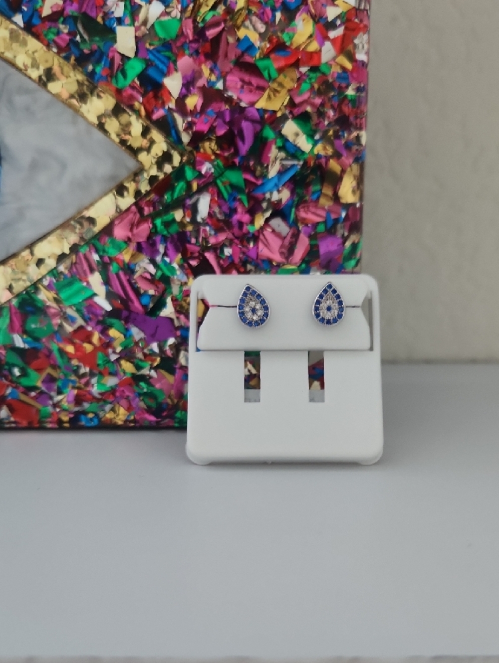 Evil Eye Multicolor Clutch + Silver Earrings - Picture 2 of 6
